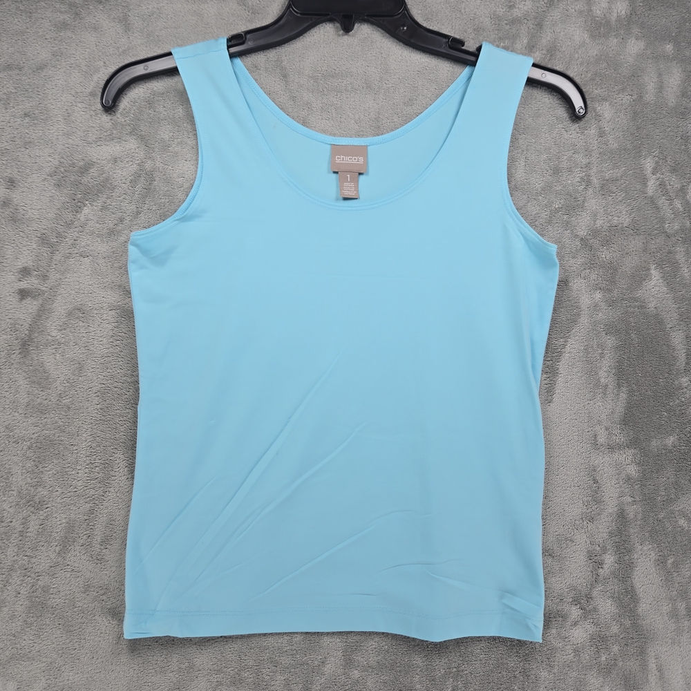 Chico's Women's Light Blue Tank Top Sz 1 EUC